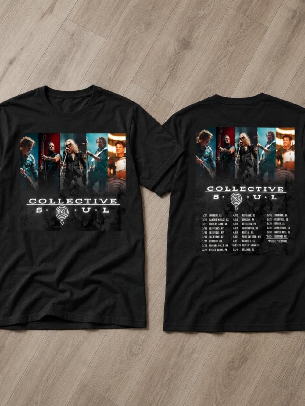 Collective Soul Concert Tour Double Sided Rock Band Graphic T-Shirt